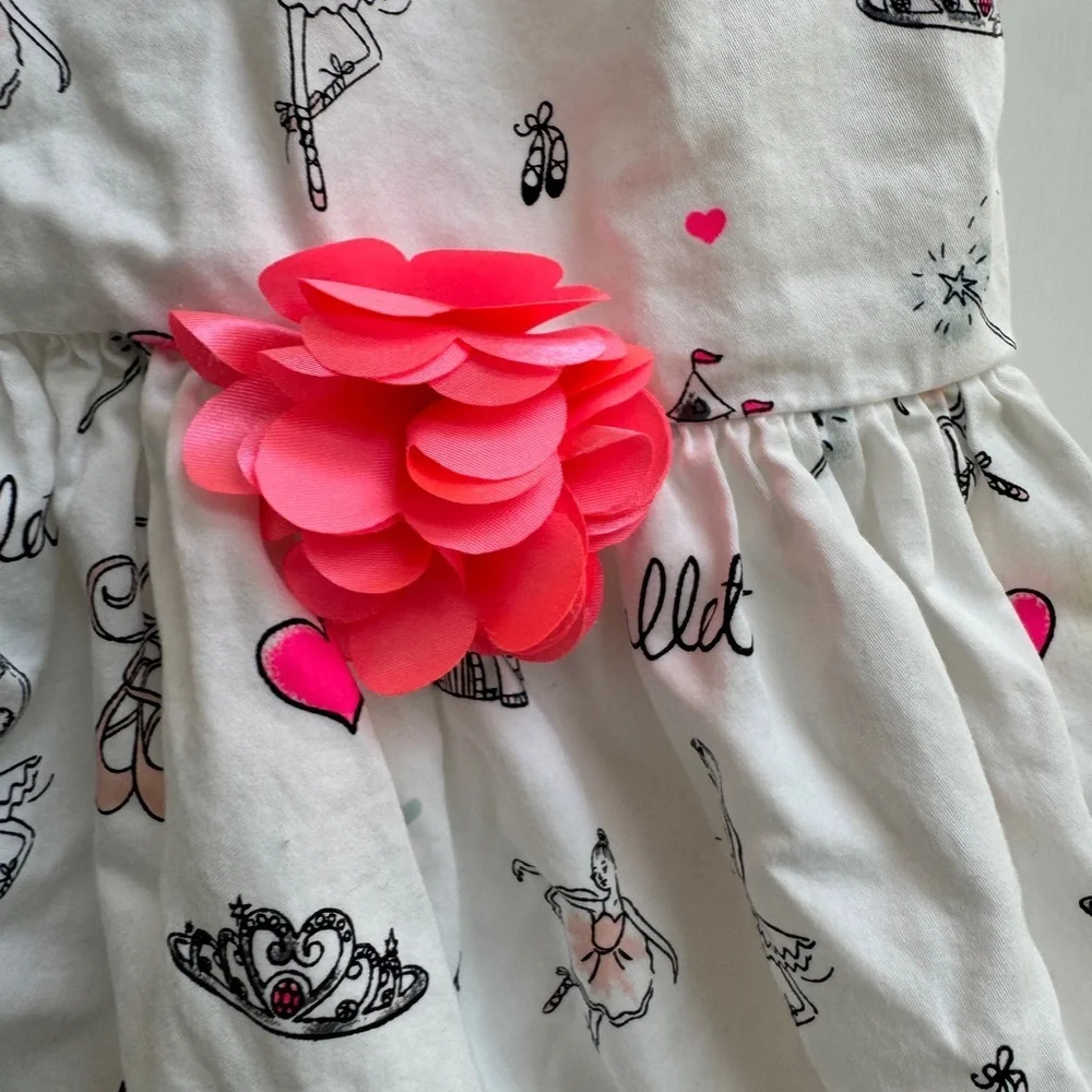 The Children's Place 3T Girls White and Pink Ballet Dance Sleeveless Dress - Picture 3 of 6